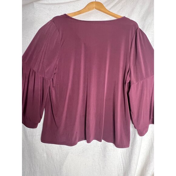 Lane Bryant Burgundy Bell 3/4 Sleeve V-Neck Blouse 18/20 Women Pullover Comfy - Picture 16 of 16